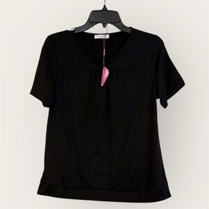 Elegant Black Short Sleeve Women's Top
